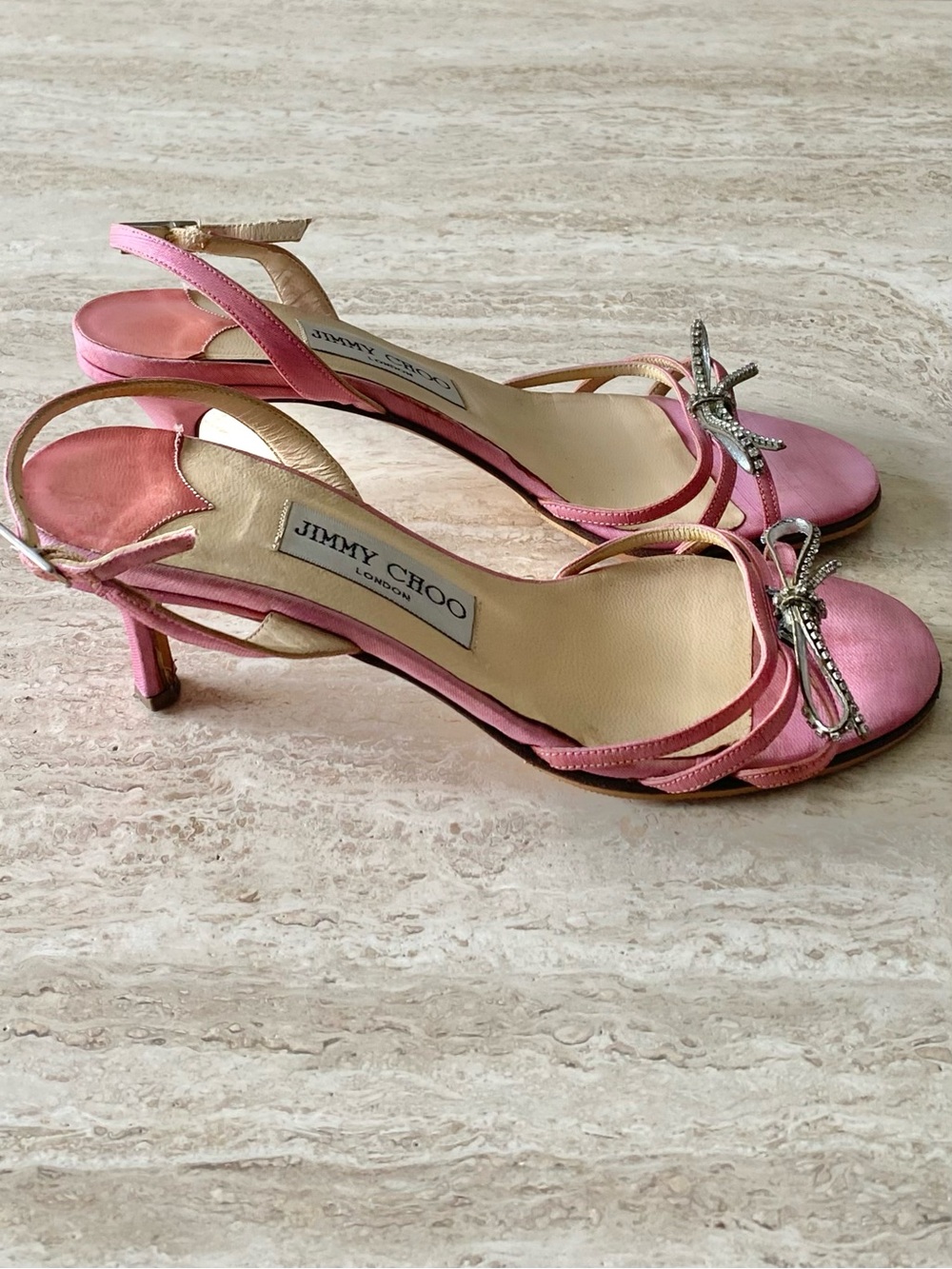 Vintage Jimmy Choo Crystal Bow Slingback Sandal Heels - Picture 4 of 11